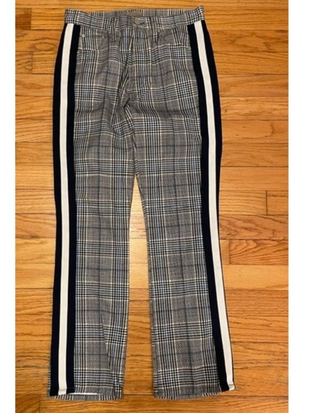 MOTHER Jeans Sz 25 The Insider Ankle Tuxedo Plaid Side Stripe